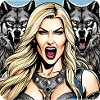 Viking Shield Maiden with Wolves