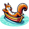 Relaxed squirrel in the boat