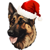 German Shepherd in Santa's Cap