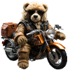 Cooler Motorradfahrender Plüschbär