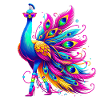 Illustration vibrante d’un paon stylisé