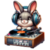 Cute animated rabbit with headphones