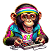 Illustration of a cheerful monkey in retro 80s