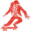 Red Skeleton on Skateboard