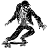 Black skeleton on skateboard