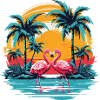 Tropical Flamingo Sunset