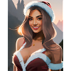 Hübsche Dame in Weihnachtskleidung