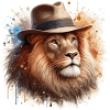 Lion with Hat: Majestic Elegance