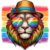 Lion with rainbow glasses