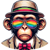 Affe mit Regenbogenhut