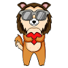 Chien avec coeur et lunettes