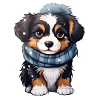 Chiot Bouvier bernois en hiver