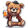 Casual teddy bear with beer