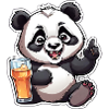 Exuberant panda with drink