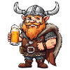 Cheerful Viking with beer