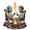 Zombie Campfire Halloween Cartoon Magic