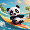 Surfing panda