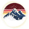 Mountain Sunset Retro Circle