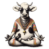 Schweizer Milchkuh Hippie Meditation