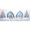 Kleiner Schneemann mit Weihnachtsbäumen