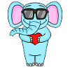 Éléphant avec coeur et lunettes