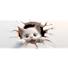 Petit chat 3D dans un trou