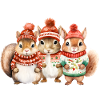 Winter squirrel trio