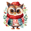 Winter owl with red scarf