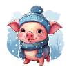Cheerful Snow Pig