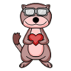 Belette avec coeur et lunettes