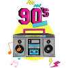 Retro 90s Boombox and Vibe Design