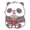 Cute Chubby Panda Bear Drinking Bubble Tea