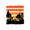 Retro Sunset and Trees