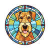 Airedale Terrier Hunderasse Buntes Glas