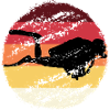 Retro Sunset Diver Silhouette
