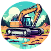 Excavator Construction Site Drawing