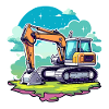 Excavator Construction Site Drawing