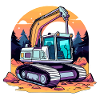 Excavator Construction Site Drawing