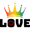 Love Heart red Rainbow crown black