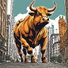 Goldener Wallstreet-Bulle BTC