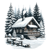 Behagliche Winterlandschaft mit Schneebedeckter Hü