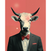 Man cow surreal collage