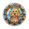 Goldendoodle Hunderasse Buntes Glas