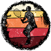 Retro Tennis Sunset Silhouette