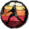 Retro Sunset Tennis Silhouette