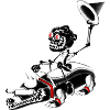 Skeleton riding a badger