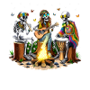 Hippie Skelette Camping