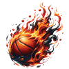A basketball on fire