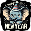 Neujahr Sylvester Elefant Grunge-Feier