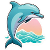 Dolphin jumping sunrise